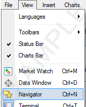 View metatrader navigator